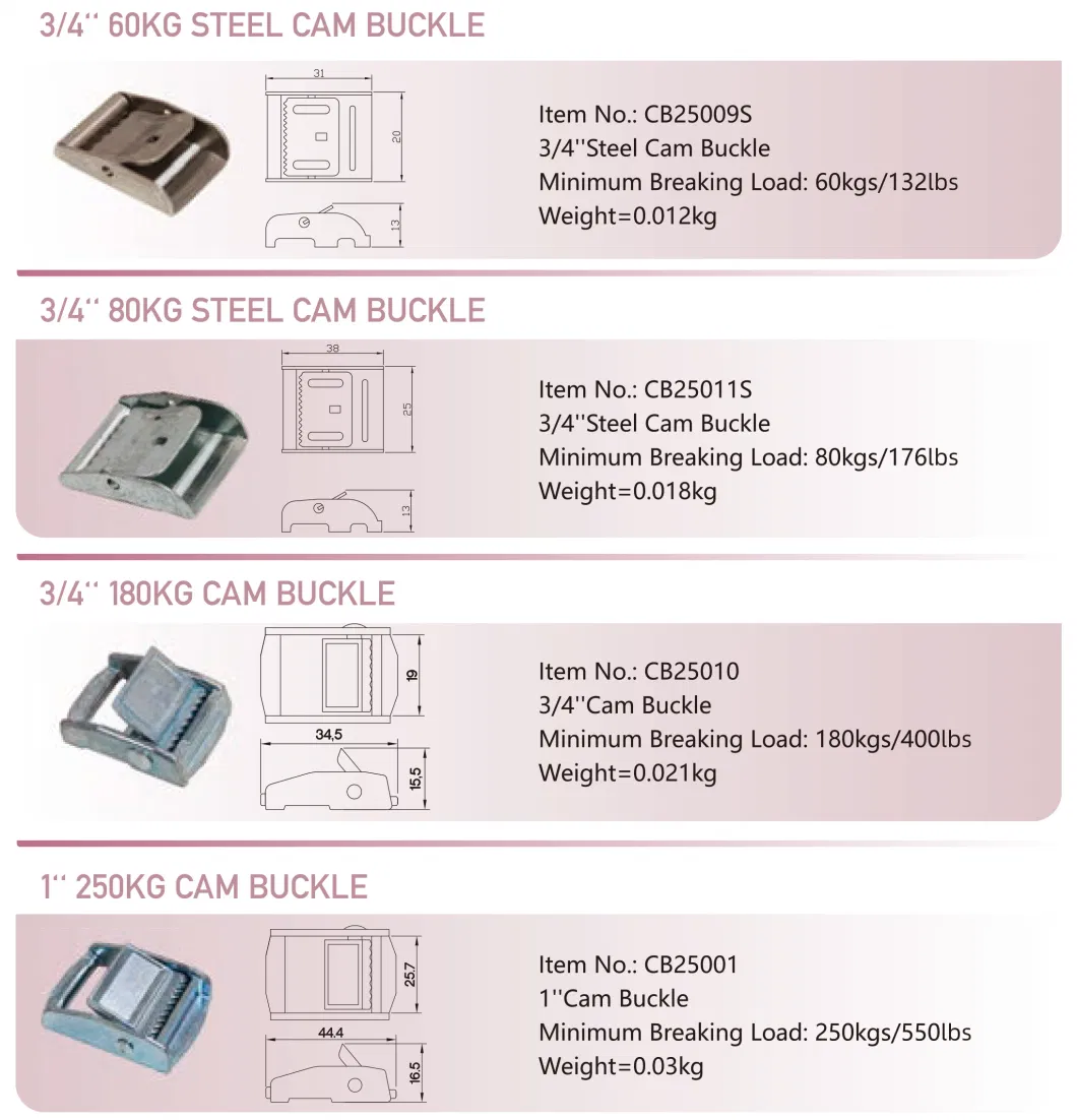 1 Inch 25mm Width Adjustable Metal Cam Buckle